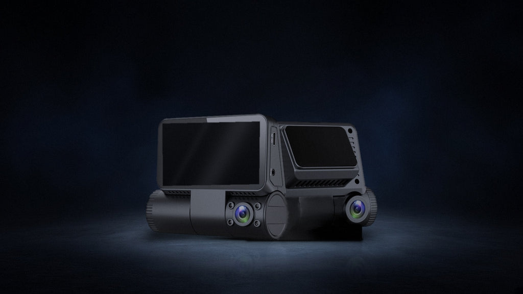 Dashcam AlibiCam 3 caméras sur fond sombre